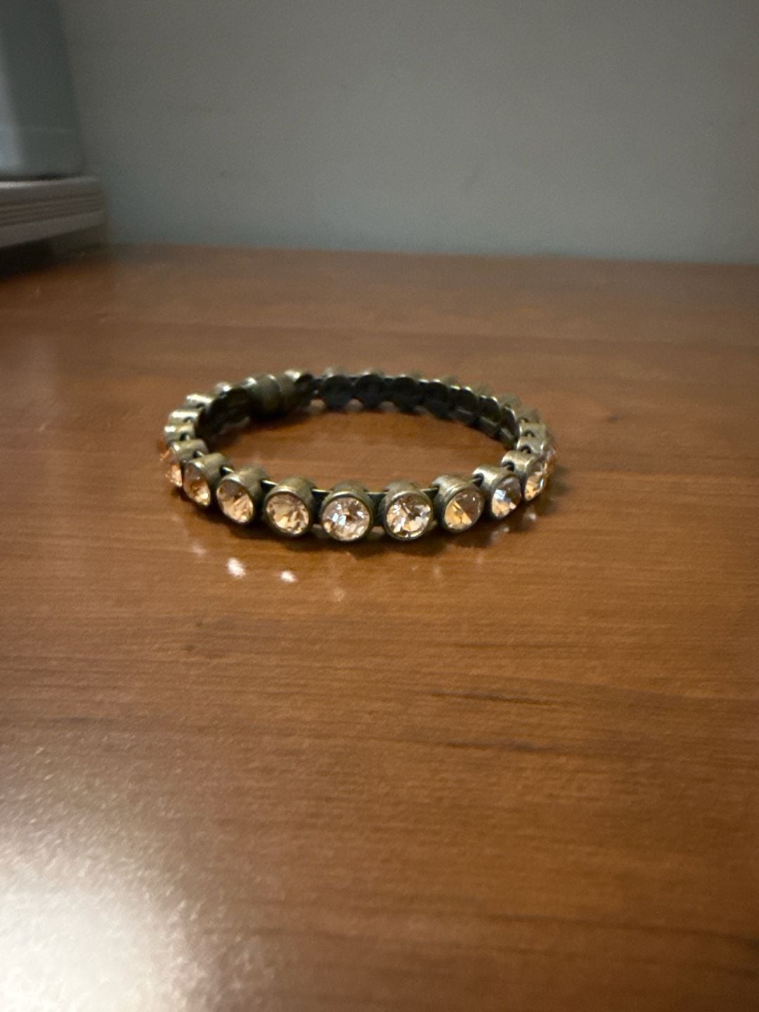 Plunder Design Champagne Crystal Antique Brass Stretch Bracelet